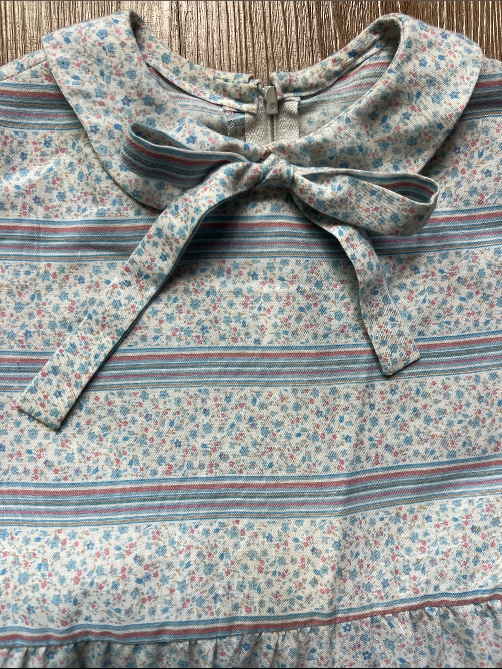 Vintage Jayne Avery Girls Multicolor Floral Dress with Collar & Bows Size 6 - Picture 3 of 12